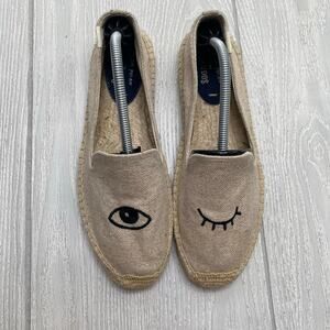 Soludos x Jason Polan Wink Smoking Slipper Espadrille Slip-On Shoes Size 8.5